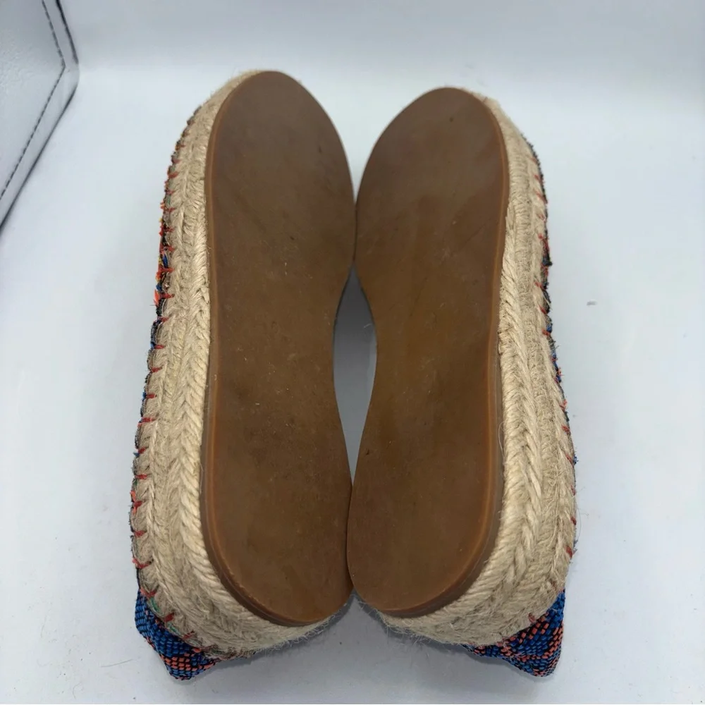 Soft Surroundings Nissa Espadrille Metallic Tribal Boho Wedge Slip On Flats